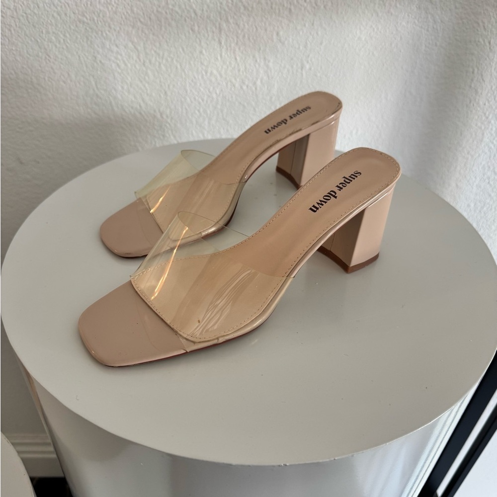 Superdown Beige Block Heel Sandals